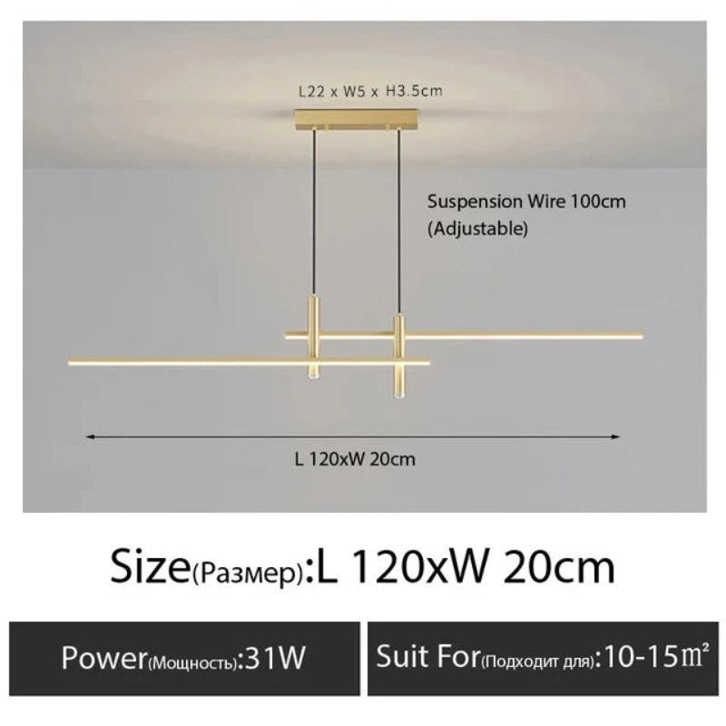 LinearGlow - Moderner minimalistischer Esszimmer-Kronleuchter