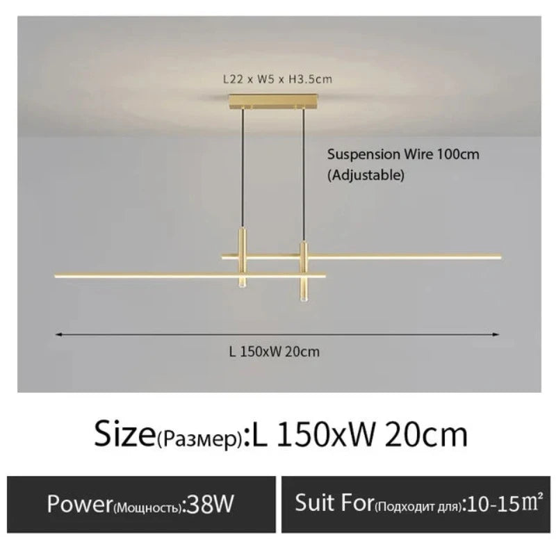 LinearGlow - Moderner minimalistischer Esszimmer-Kronleuchter