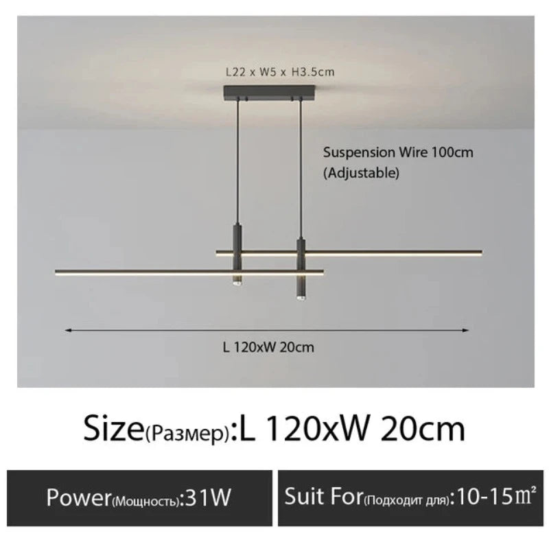 LinearGlow - Moderner minimalistischer Esszimmer-Kronleuchter