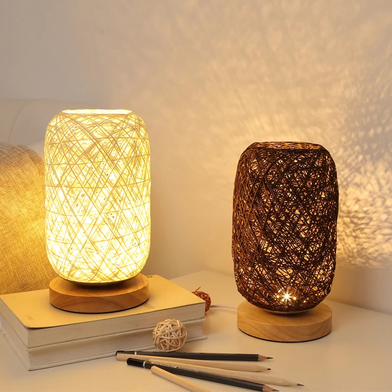 Woodland - Tischlampe aus Holz Rope