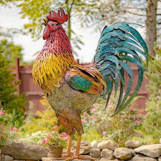 RoosterPatriot - Hahn-Skulptur für die Veranda