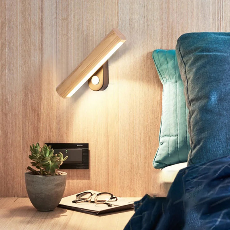 WoodGlow - Led-Schlafzimmer-Wandleuchte aus Holz