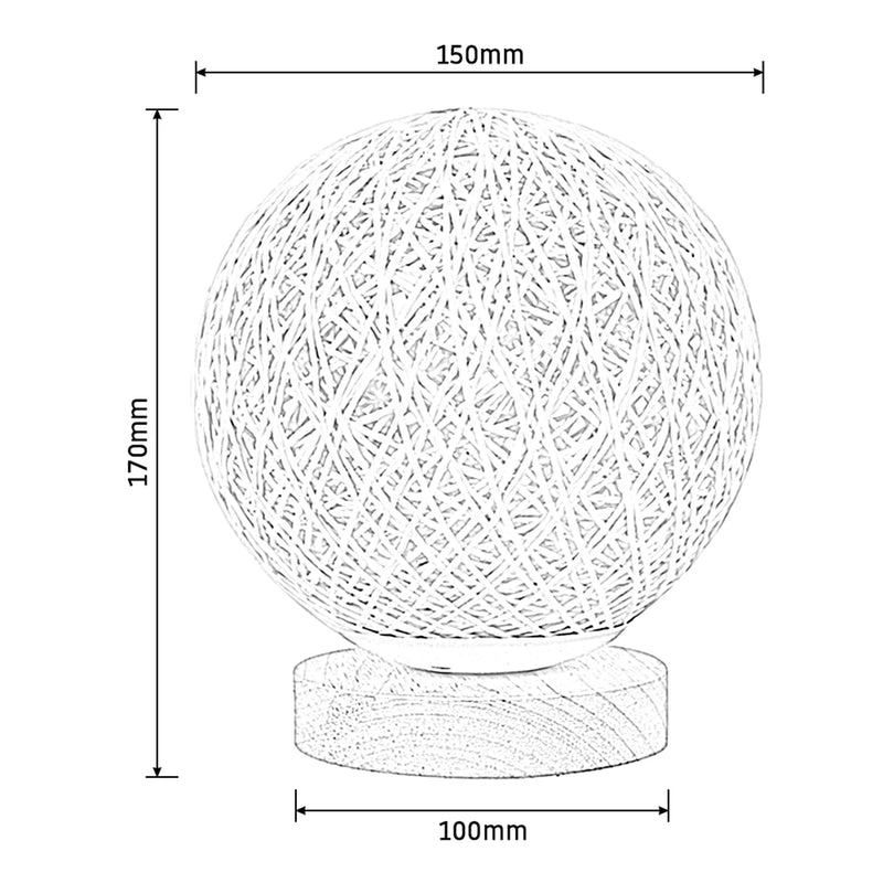 WovenGlow - Rattan Kugel Tischlampe