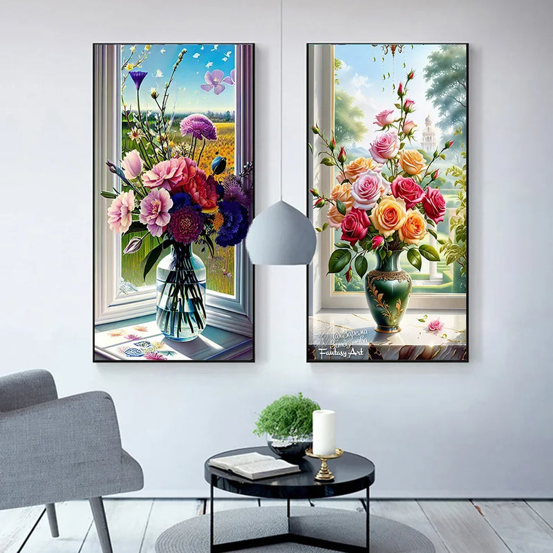 FloralFrame | Ästhetische Topfblumen-Kunstgemälde