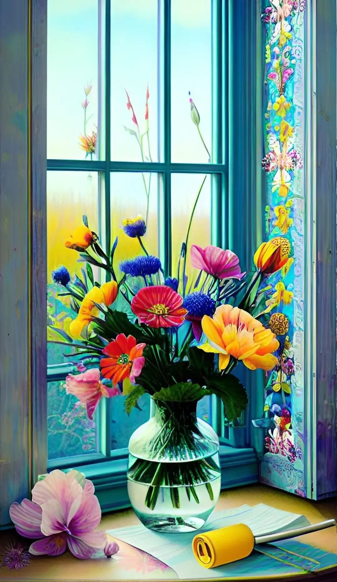 FloralFrame | Ästhetische Topfblumen-Kunstgemälde