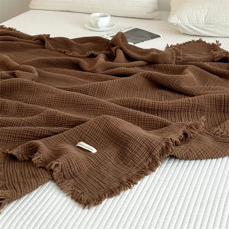 FringeBlanket | Sofadecke aus einfarbiger Baumwolle