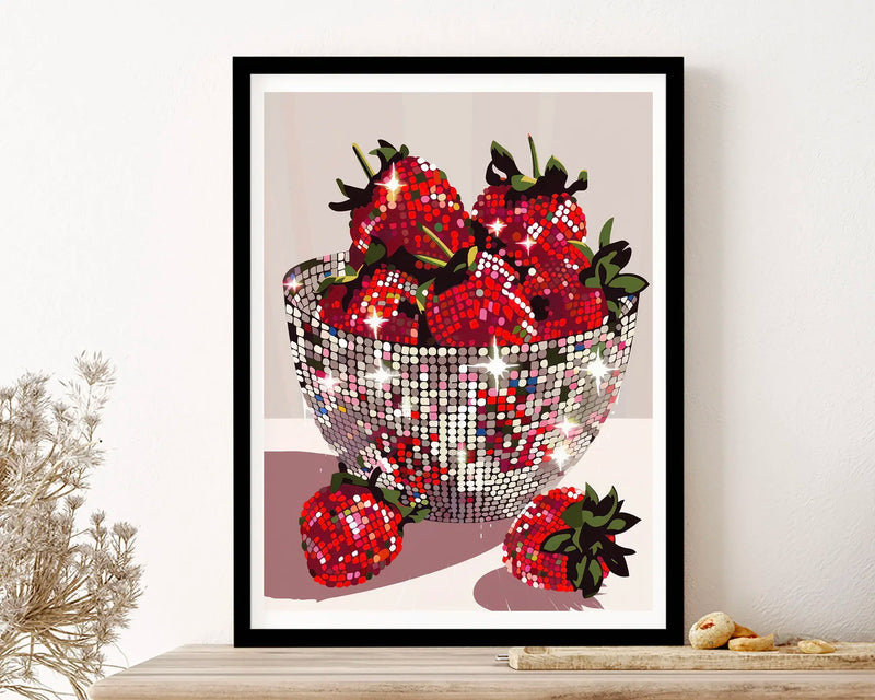 DiscoBerry | Disco Strawberry Künstlerisches Wandposter