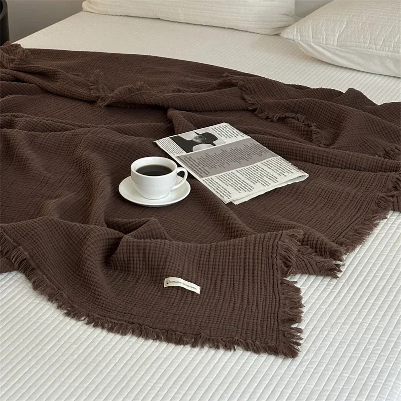 FringeBlanket | Sofadecke aus einfarbiger Baumwolle