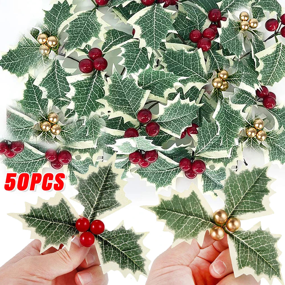 HolidayWreath | 50 Stück Weihnachtsblätter-Dekoration