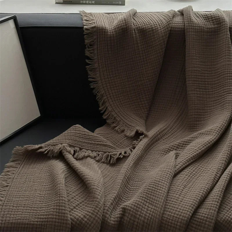 FringeBlanket | Sofadecke aus einfarbiger Baumwolle