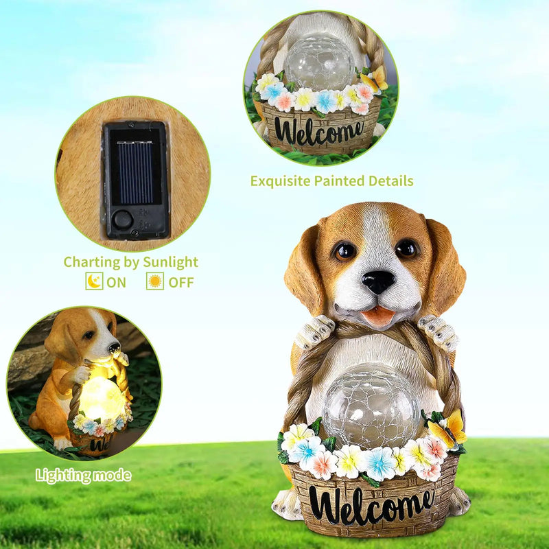 PuppyPals - Bezaubernde Solar-Welpenstatuen