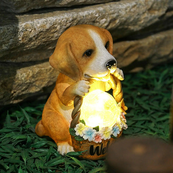 PuppyPals - Bezaubernde Solar-Welpenstatuen