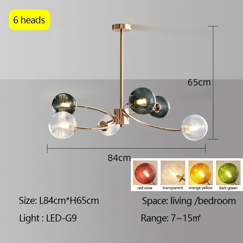 Skandinavische Glasmalerei Kugel Led Kronleuchter