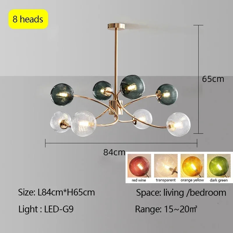 Skandinavische Glasmalerei Kugel Led Kronleuchter