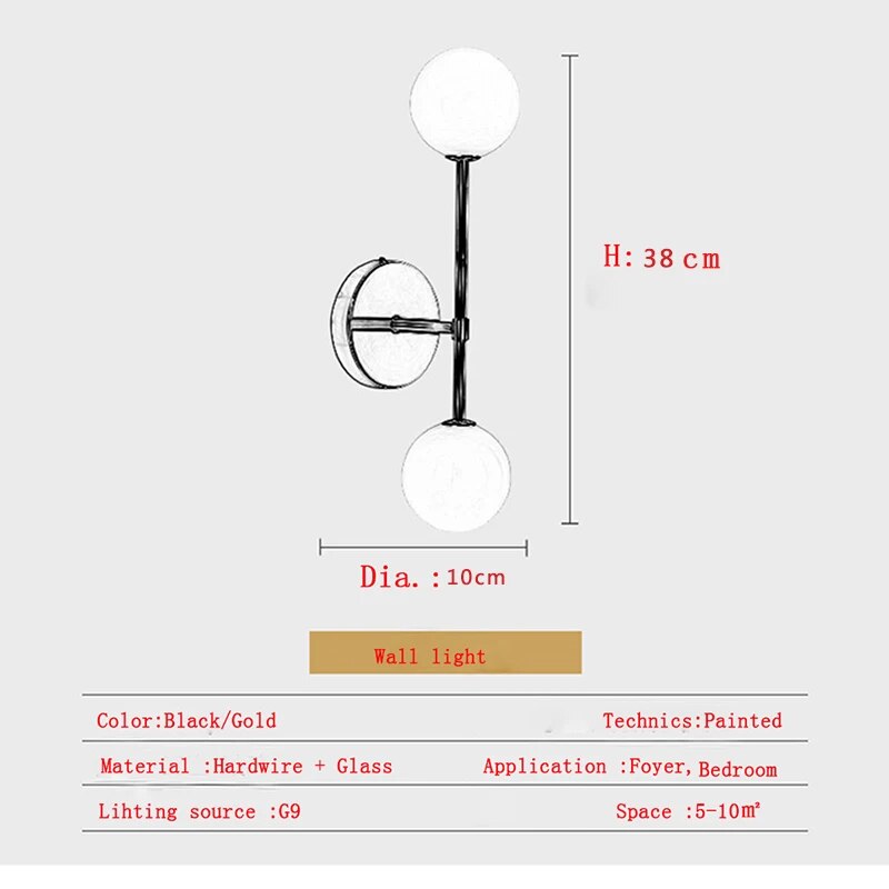 LuminousCrystal  - Frosted Glas Bal Led Wandlampe